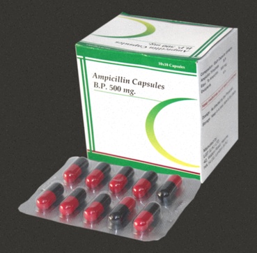 Ampicillin gélules et boîte de médicaments