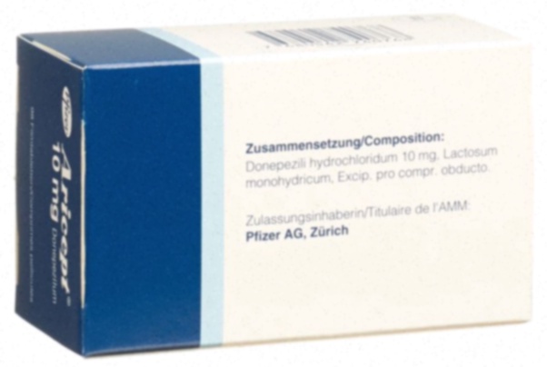 Achat Aricept en ligne - illustration d’un comprimé d’Aricept et d’une bulle de livraison rapide