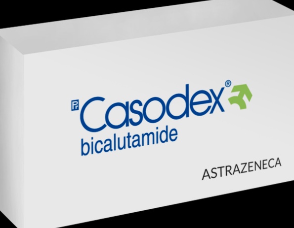 Acheter Casodex - Illustration de la molécule de bicalutamide et d’une boîte