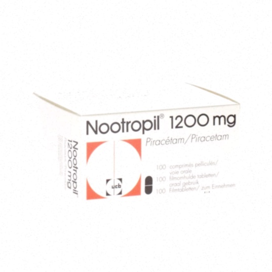 Illustration de Nootropil - comprimés et cerveau stylisé