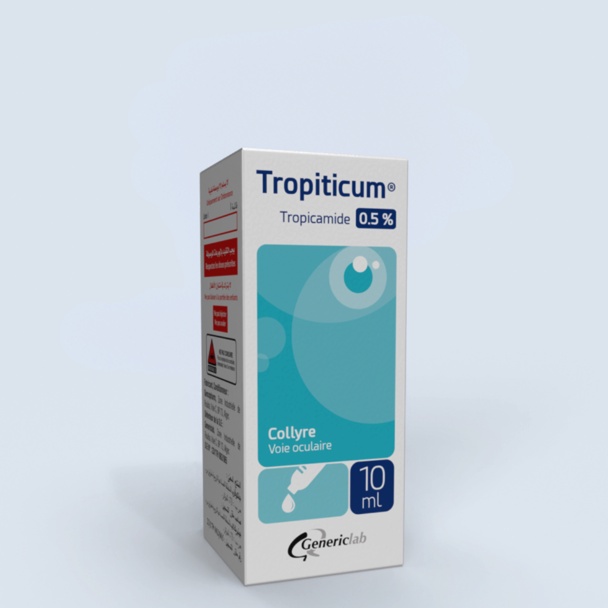 Flacon de Tropicamide en gouttes ophtalmiques