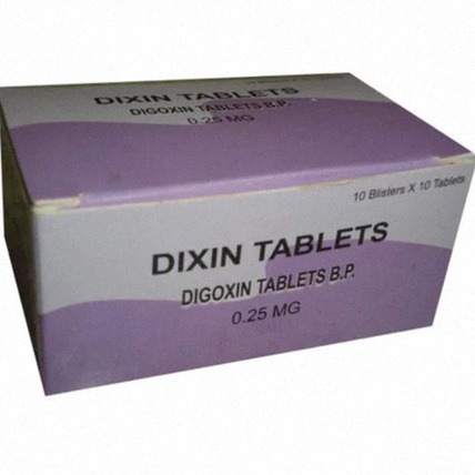 Acheter Digoxin - Représentation chimique et boîte de comprimés